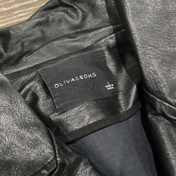 Olivaceous - Faux Leather Jacket with Zippers (L) - Picture 3 of 4